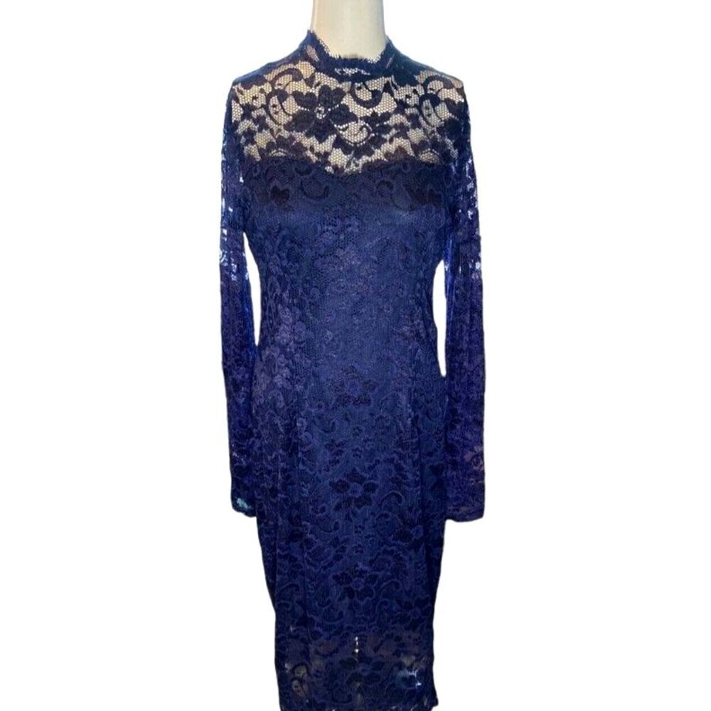 Y2K NWT Stanzino dress S stretchy lace sweetheart neck purple blue whimsygoth